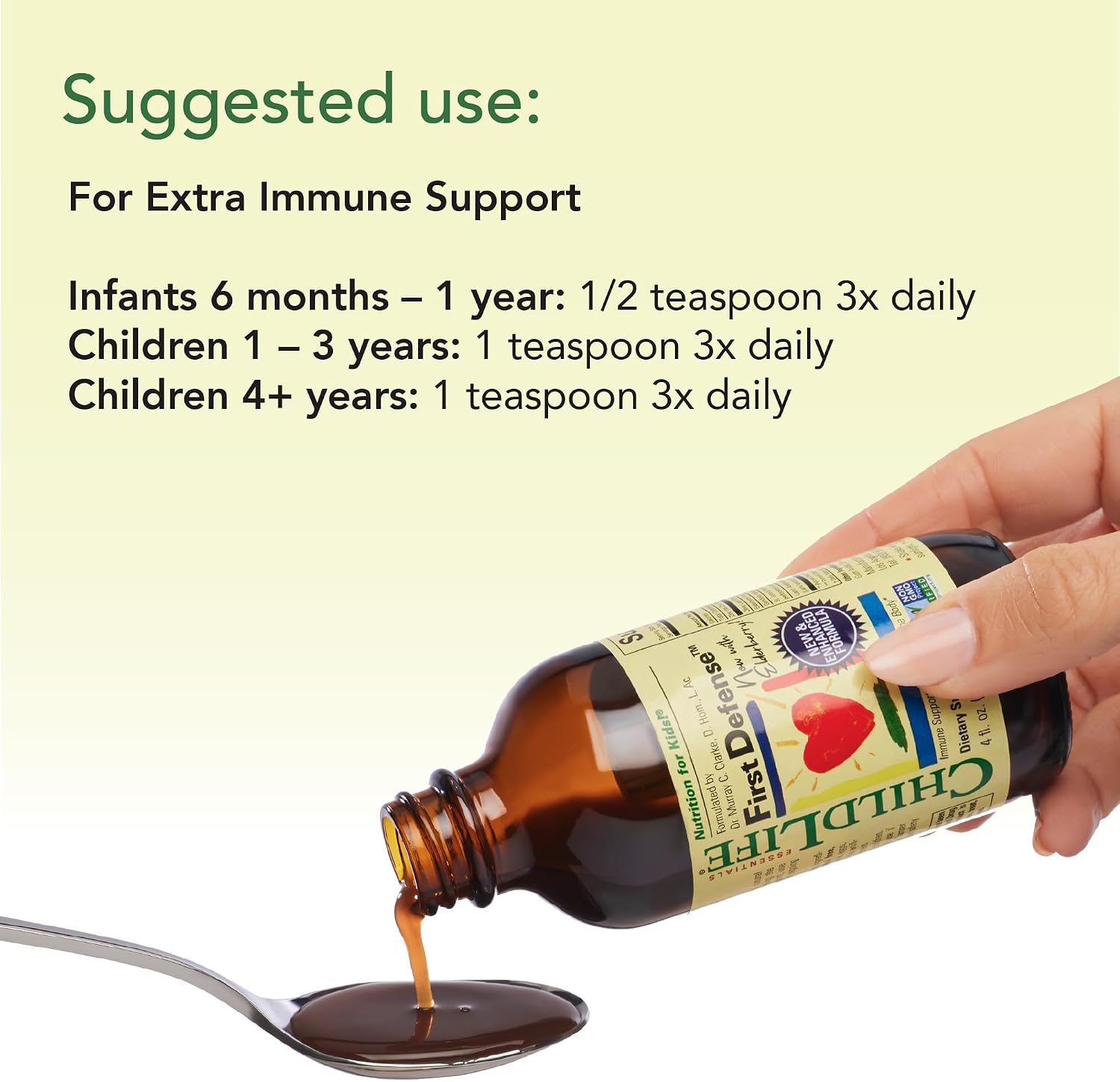 CHILDLIFE ESSENTIALS First Defense - Children's Immune Support Liquid with Elderberry & Zinc, 118 mL