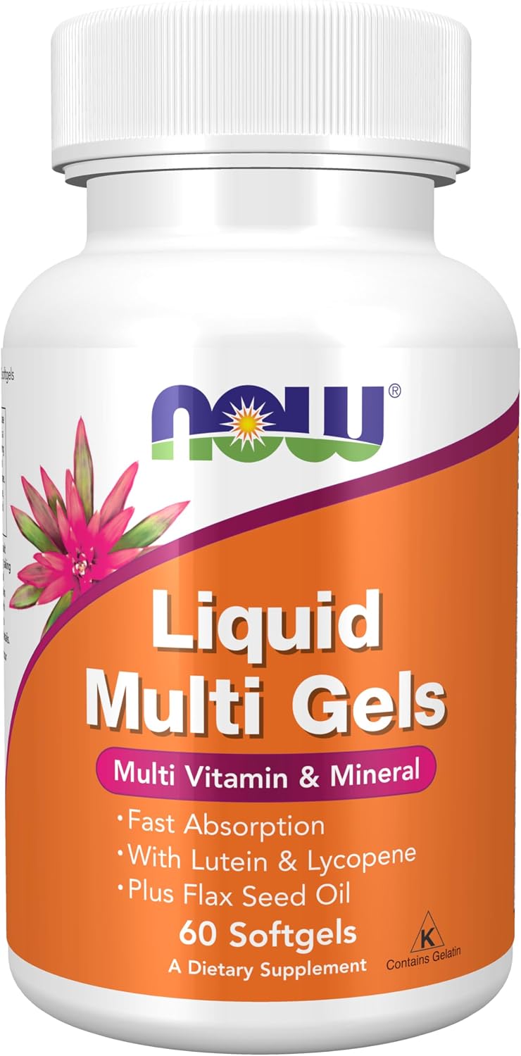 NOW Foods Liquid Multi Gels with Lutein, Lycopene and Flax Seed Oil, 60 Softgels