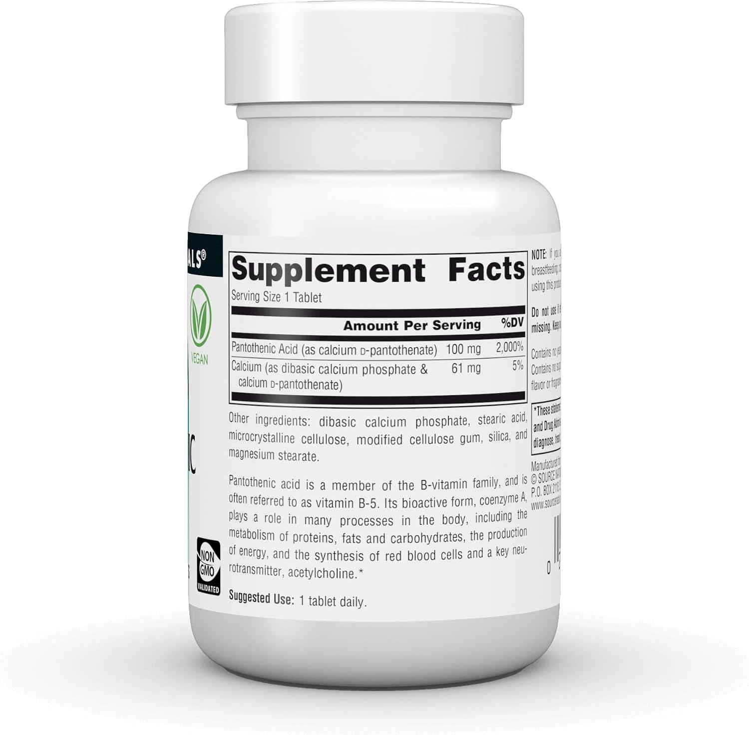 Source Naturals Pantothenic Acid 100 mg - Vitamin B5 Natural Health Product (100 Tablets)