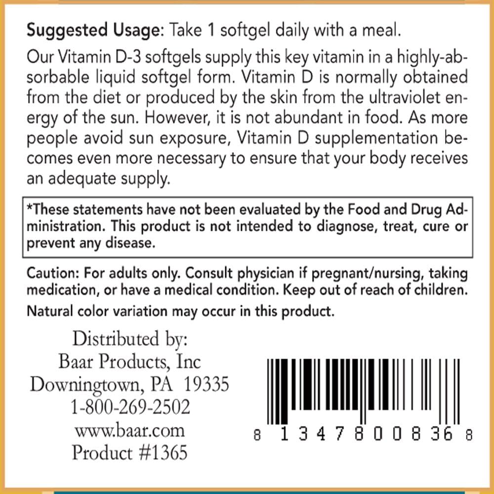 Baar Vitamin D-3 Softgels - görsel 3