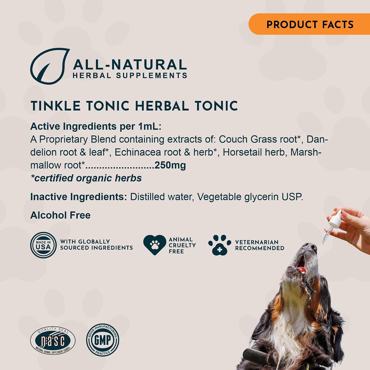 Animal Essentials Tinkle Tonic - Dog & Cat Urinary Tract Support, Kidney Supplement, Supports Urinary Tract, Bladder Health for Pets, with Marshmallow - 30 ml