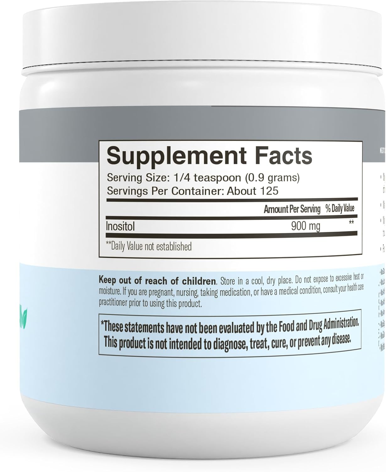 FREEDA Pure Myo-Inositol Powder – Unflavoured Single-Ingredient Inositol – 900 mg per Serving – 113 g