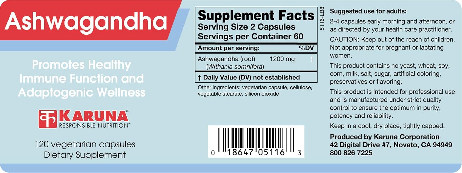 Karuna Ashwagandha Root 120 Capsules