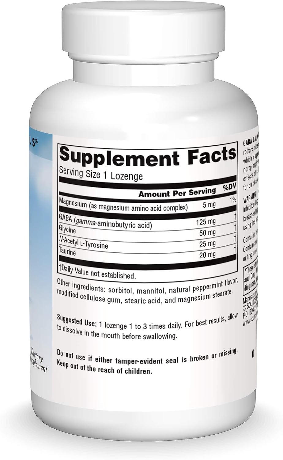 Source Naturals Serene Science GABA Calm Quick Dissolving Lozenges, Peppermint Flavour, 60 Count