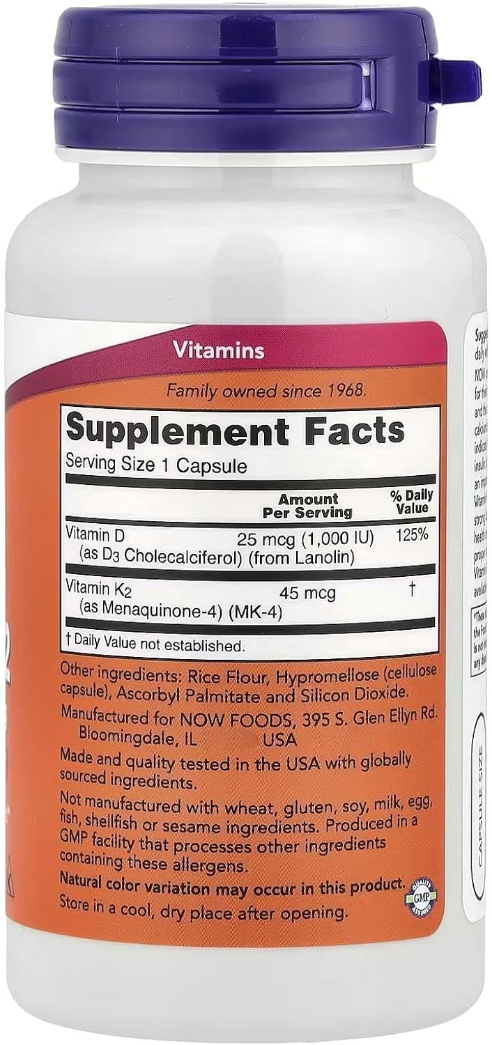 Vitamin D-3 & K-2 120 Veg Caps (Pack of 2)