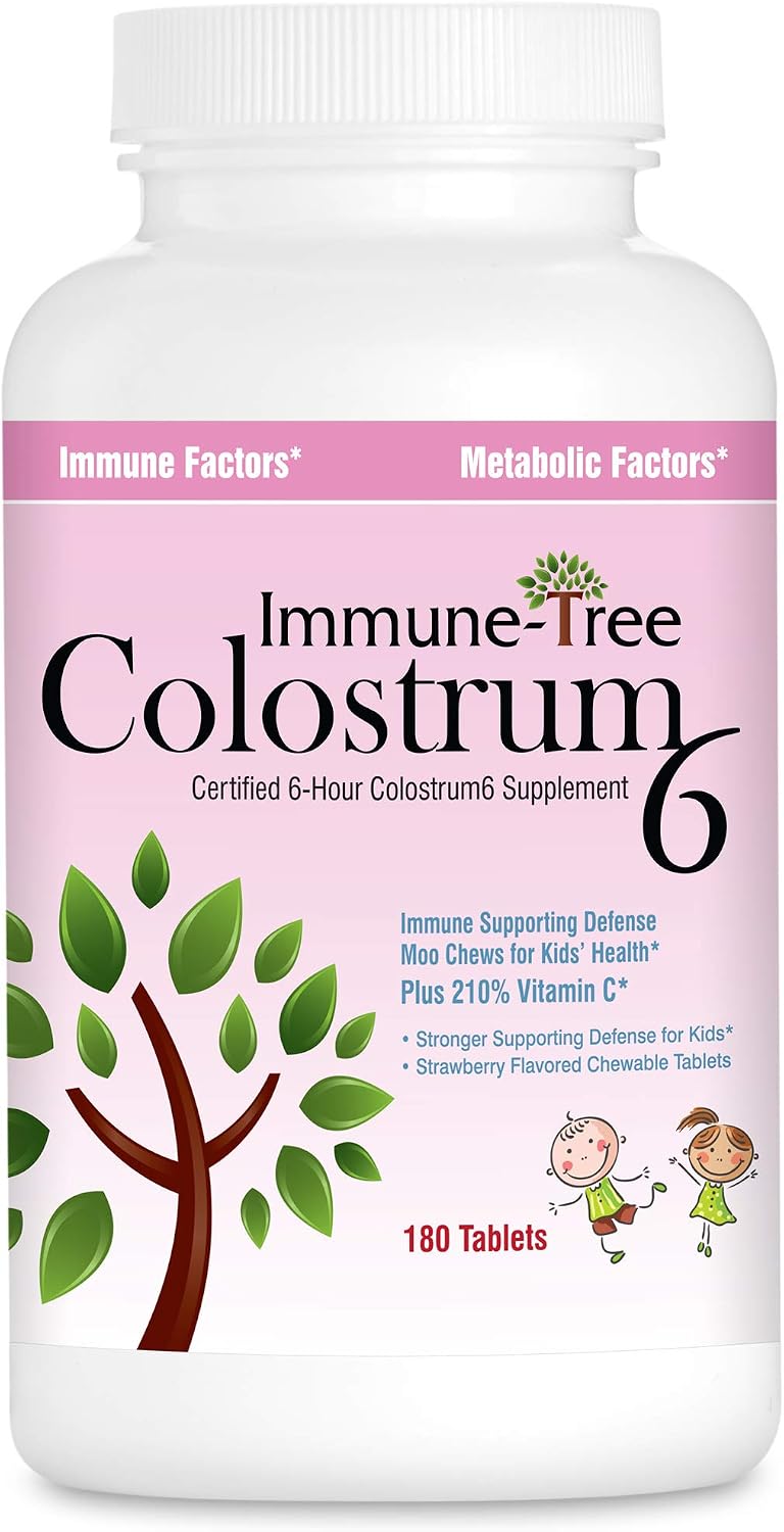 Immune Tree Moo Chews for Kids – 180 Cold Pressed Strawberry Chewable Colostrum Tablets