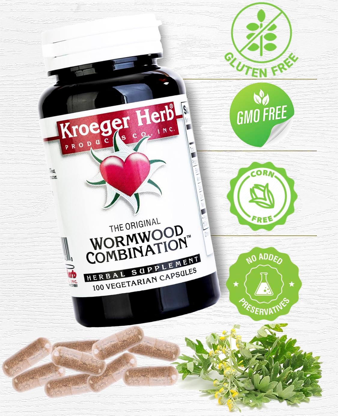 Kroeger Herb Wormwood Combination - 100 Vegetarian Capsules