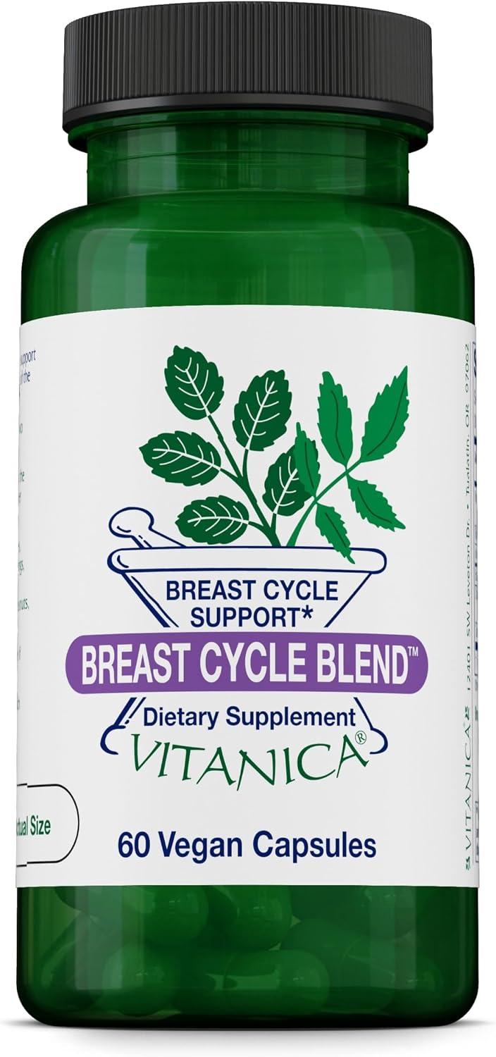 Vitanica Breast Cycle Blend - Breast Support Supplement with Vitex & Vitamin E - Cycle Support for Women - Vegan - 60 Capsules