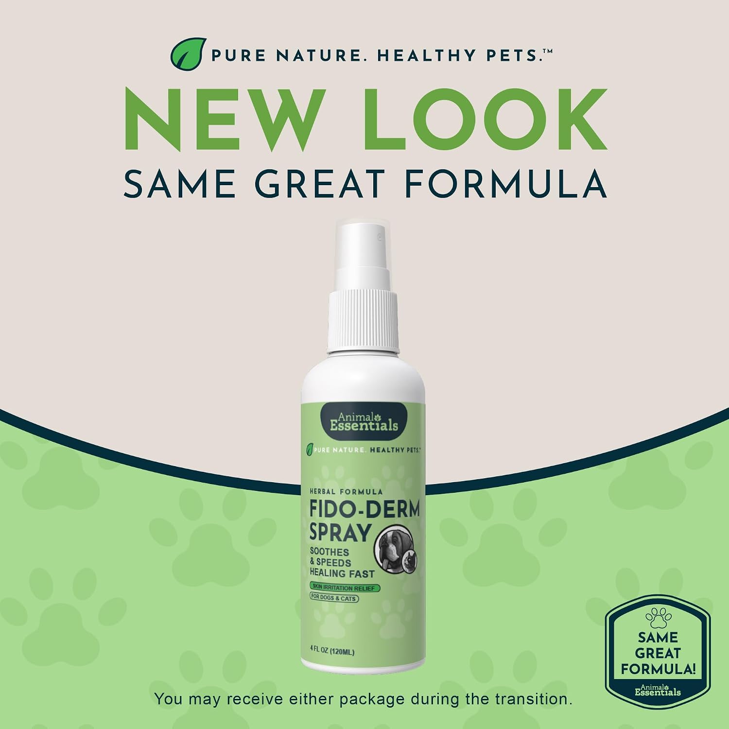 Animal Essentials Fido-Derm Herbal Skin Spray for Dogs, Cats & Horses – Natural Itch Relief & Hot Spot Care, 118 mL