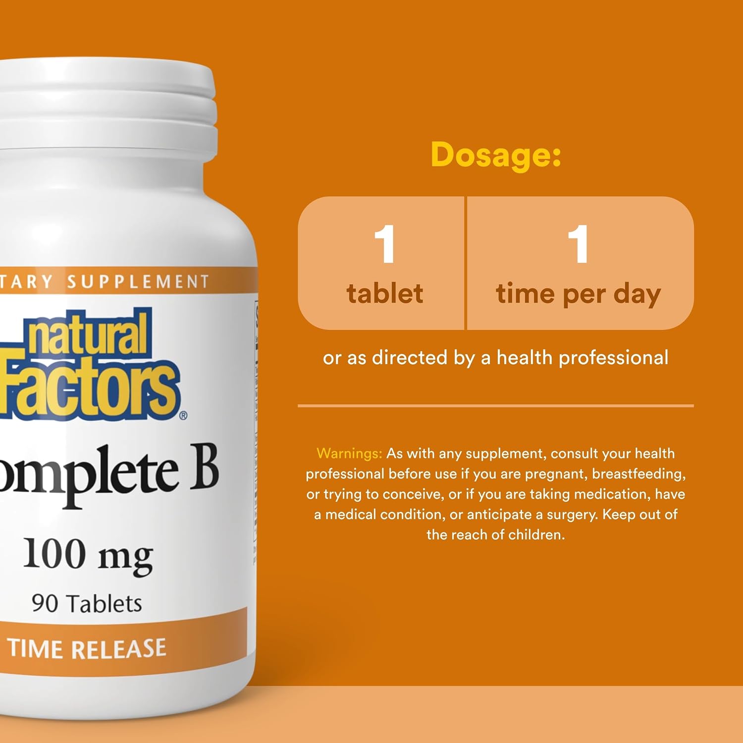 Natural Factors Complete B 100 mg, Time Release – 90 Tablets