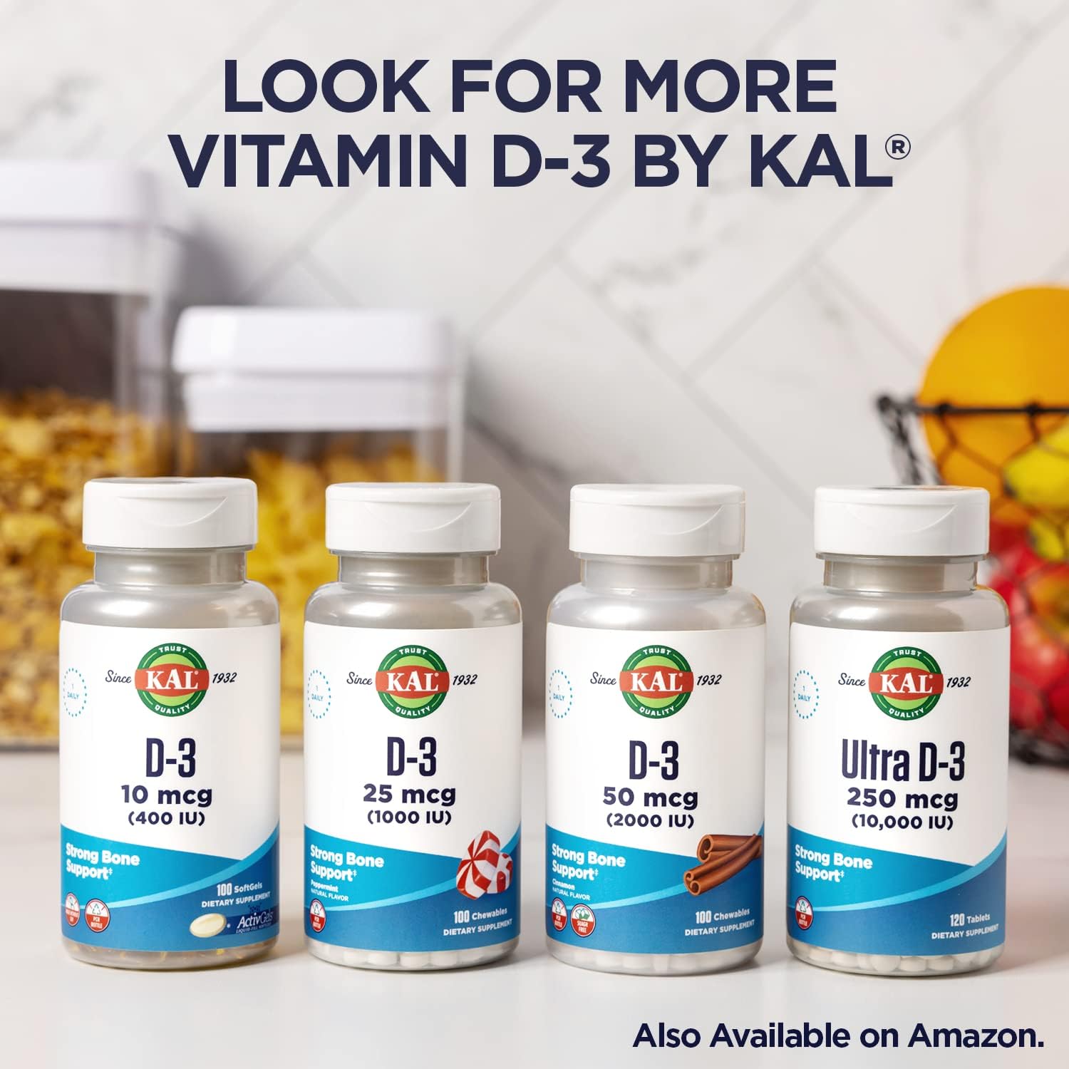 KAL Vitamin D3 5000 IU - High Potency Vitamin D Tablets for Immune & Bone Support - 60 Count