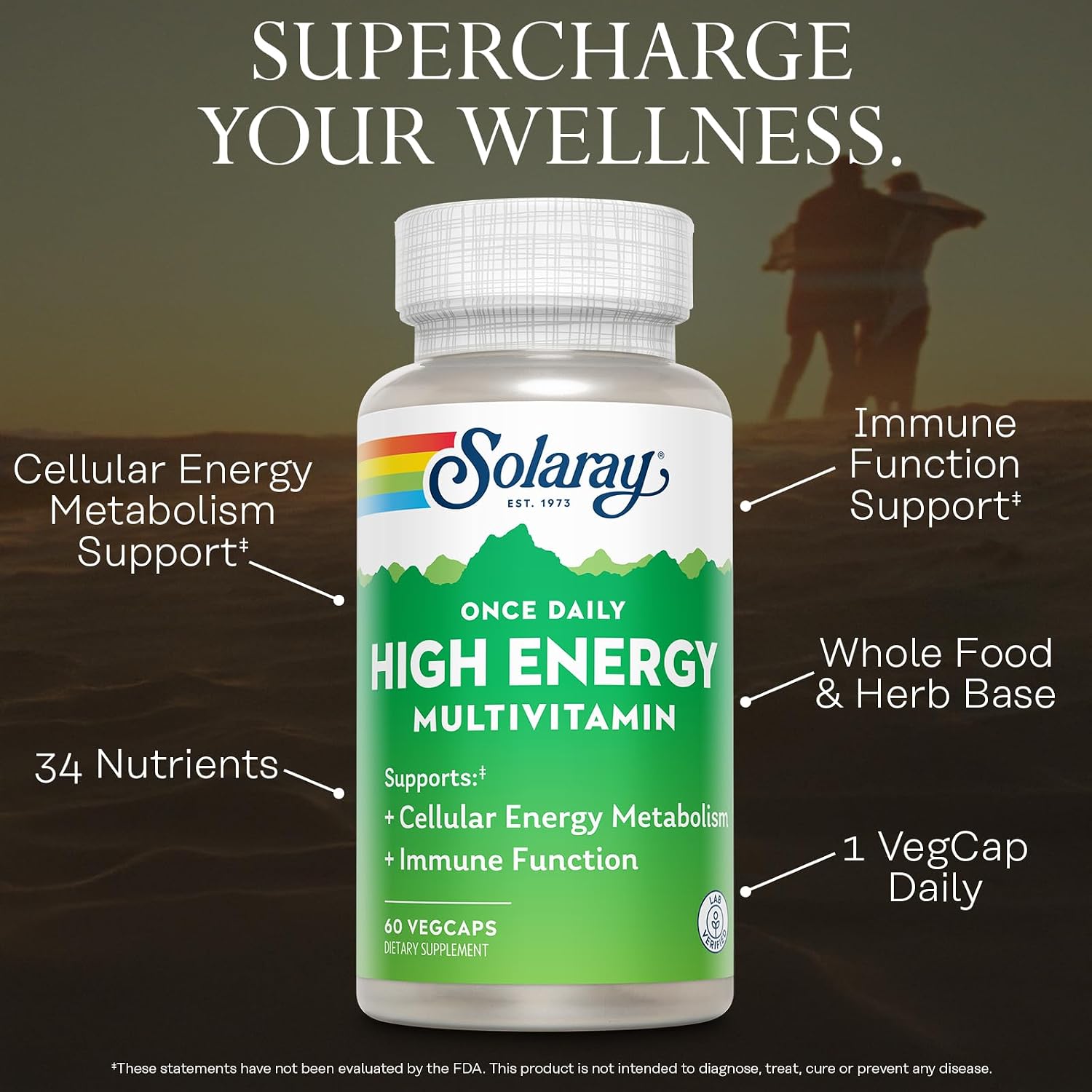 SOLARAY Once Daily High Energy Multivitamin - 60 VegCaps