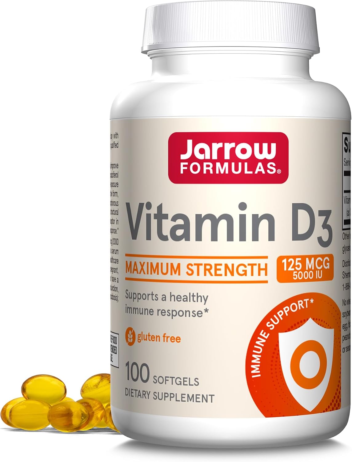 Jarrow Formulas Vitamin D3 125 mcg (5,000 IU) Softgels - 100 Count