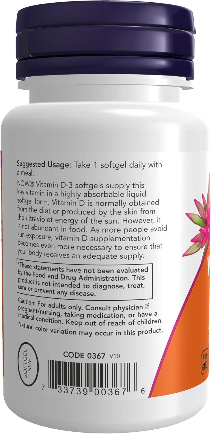 NOW Foods Vitamin D3 5,000 IU, 30 Softgels