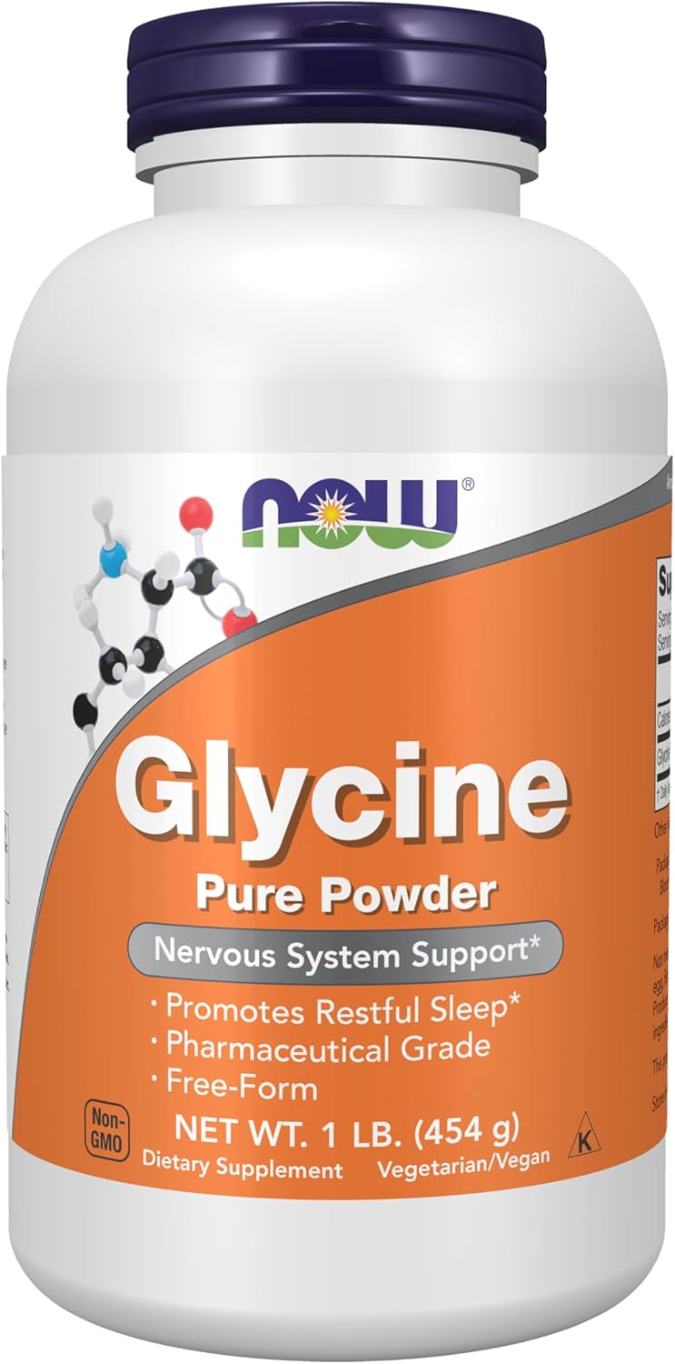 NOW Foods Glycine Pure Powder, Promotes Restful Sleep & Neurotransmitter Support, 454 g