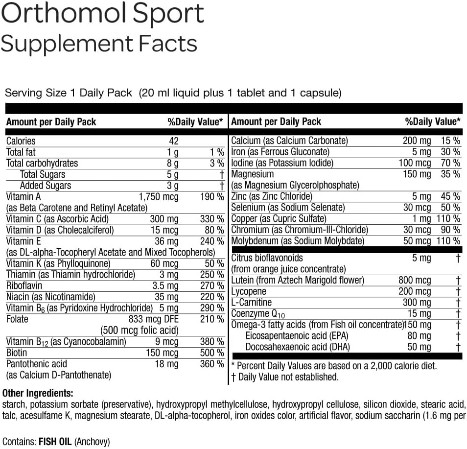 Orthomol Sport, 30-Day Supply, Premium Sports Nutrition Supplement