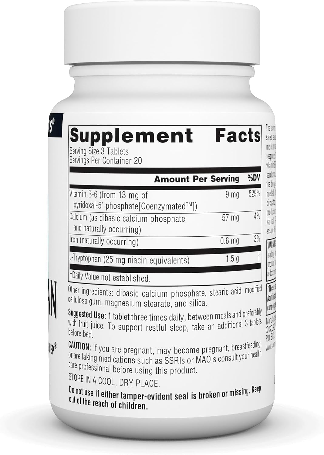 Source Naturals L-Tryptophan with Coenzyme B-6, 500 mg, 60 Tablets