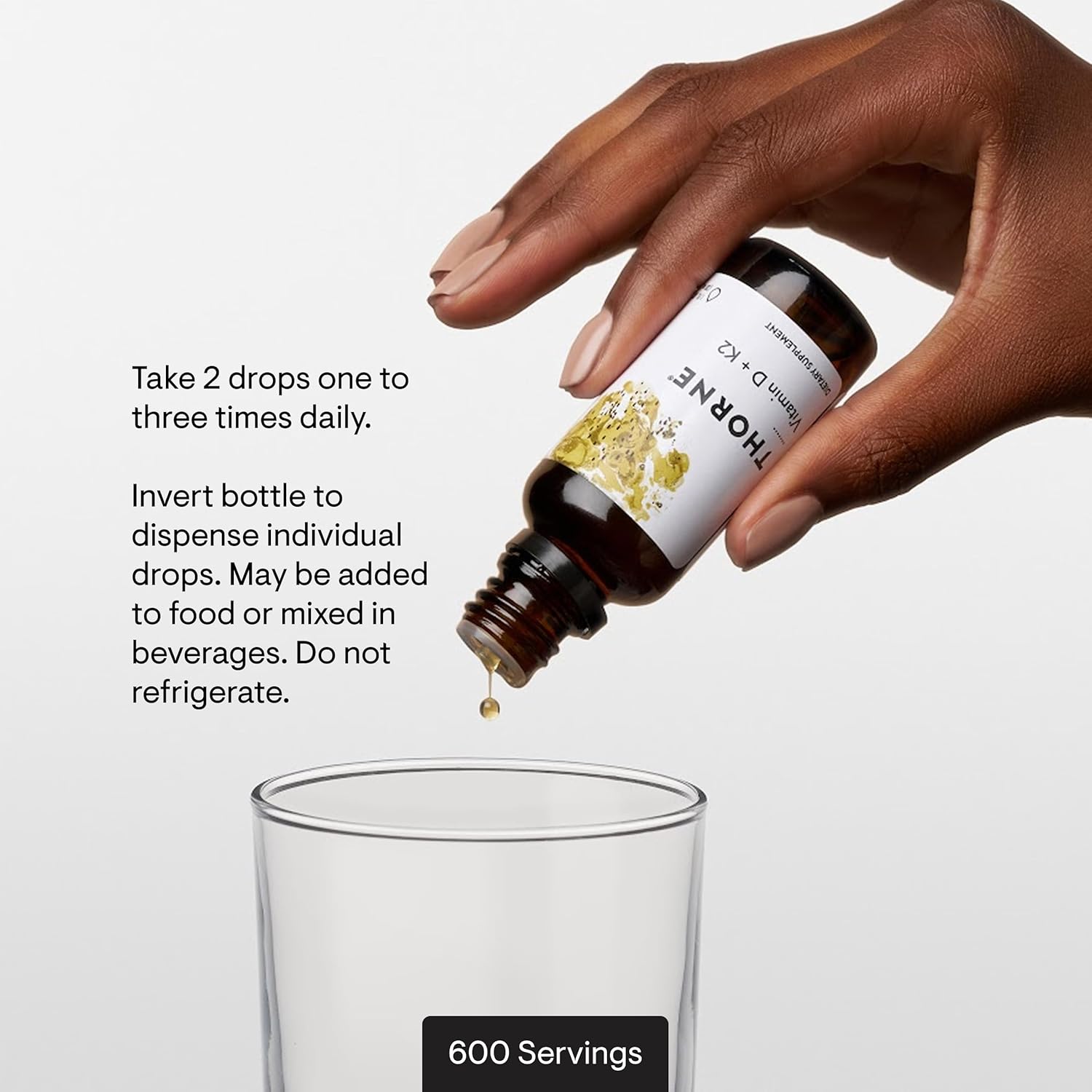 THORNE Vitamin D + K2 Liquid – D3 & K2 with Metered Dispenser, 30 ml (600 Servings)