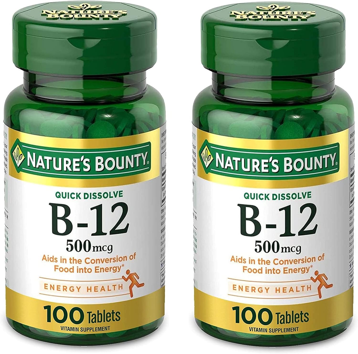 Nature's Bounty Vitamin B12 500mcg Quick Dissolve Tablets, 100 Count