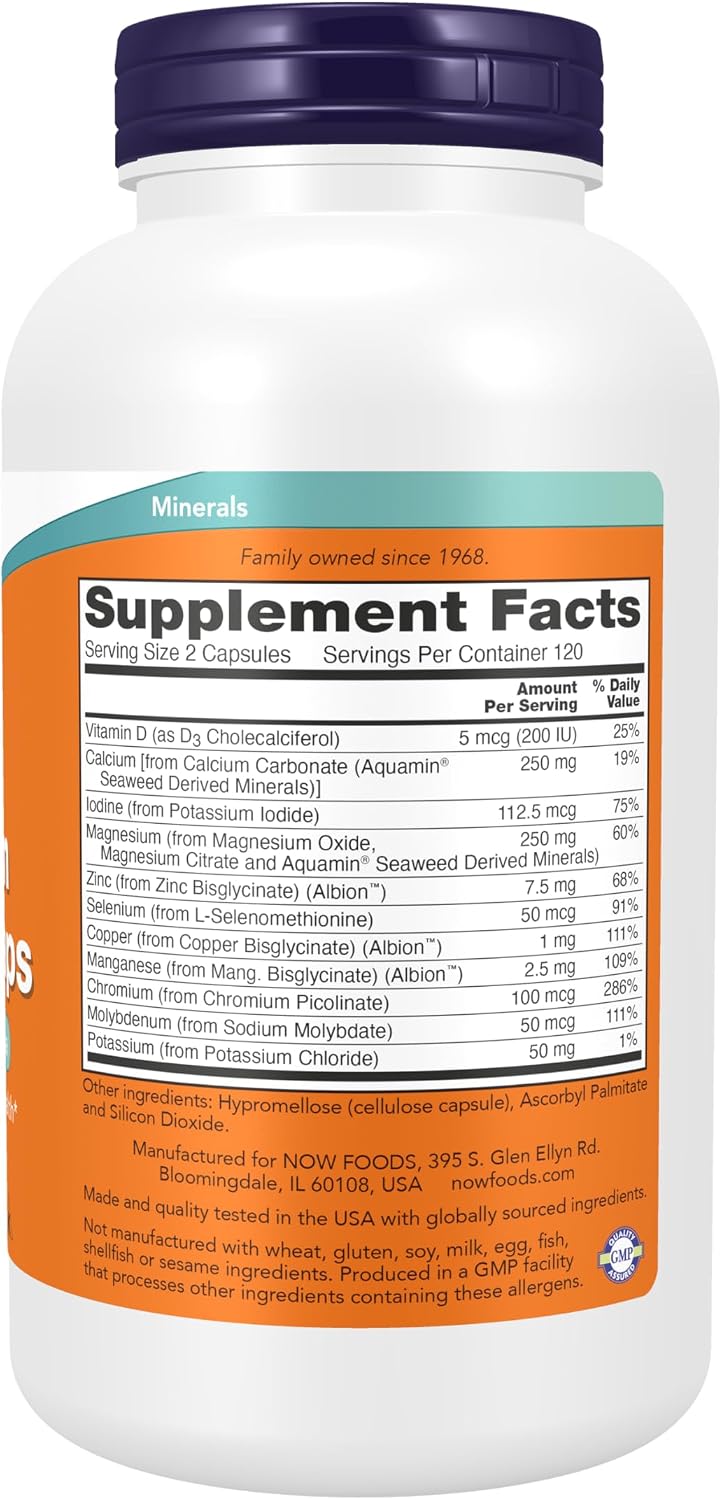 NOW Full Spectrum Mineral Caps, Multi-Mineral Formula, 240 Veg Capsules