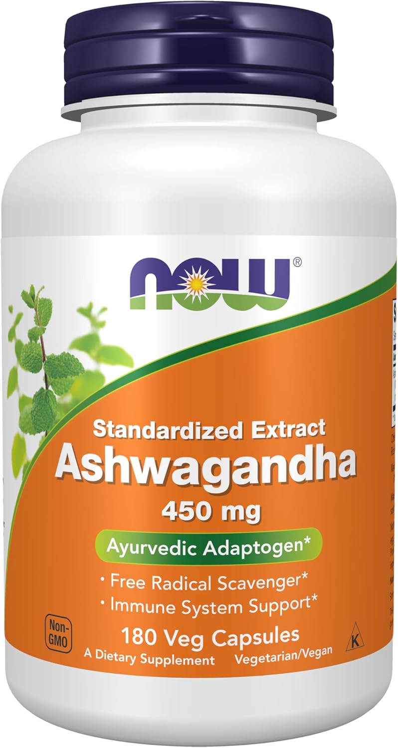 NOW Supplements, Ashwagandha (Withania somnifera) 450 mg, 90 Veg Capsules