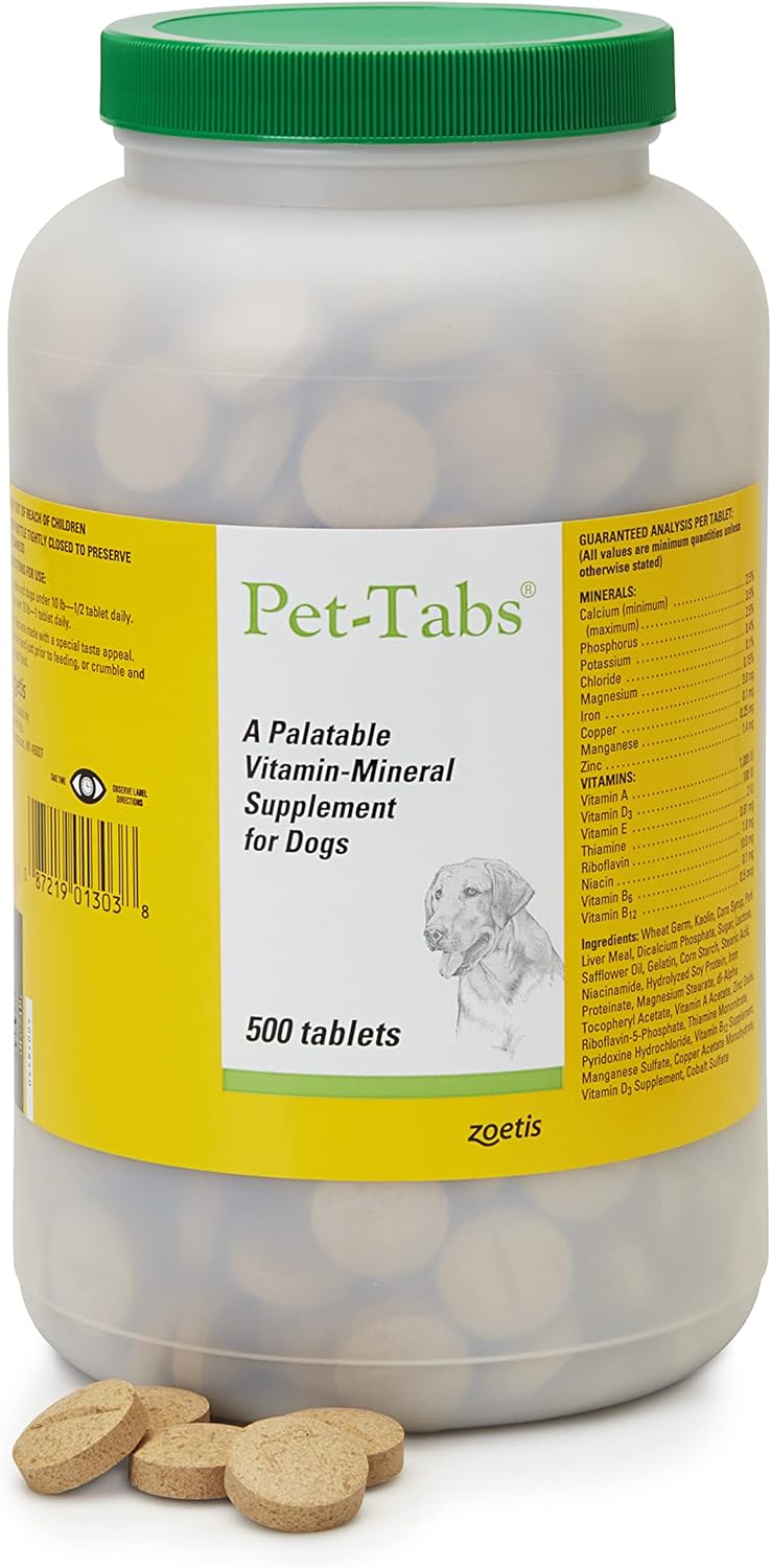 Pet-Tabs Multivitamin and Mineral Supplement for Dogs - Chewable Tablets, 500 Count