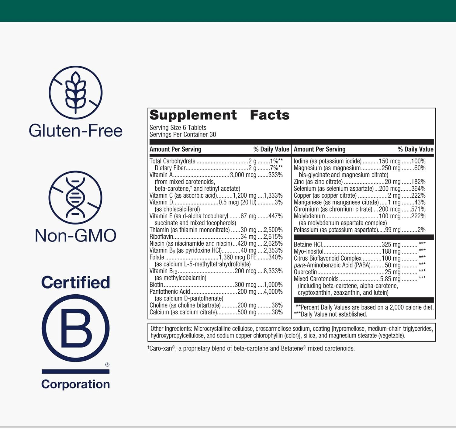 Metagenics Multigenics Multivitamin - Daily Multivitamin with Beta-Carotene, Folic Acid, Calcium & Magnesium - Supports Bone, Heart, Immune & Cellular Health - Non-GMO, Gluten-Free - 180 Tablets