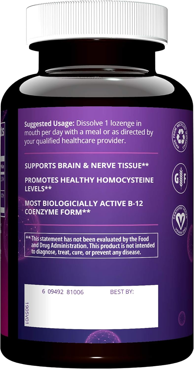 MRM Nutrition Vitamin B12 with Folic Acid - 2000 mcg Methylcobalamin Vegan Lozenges