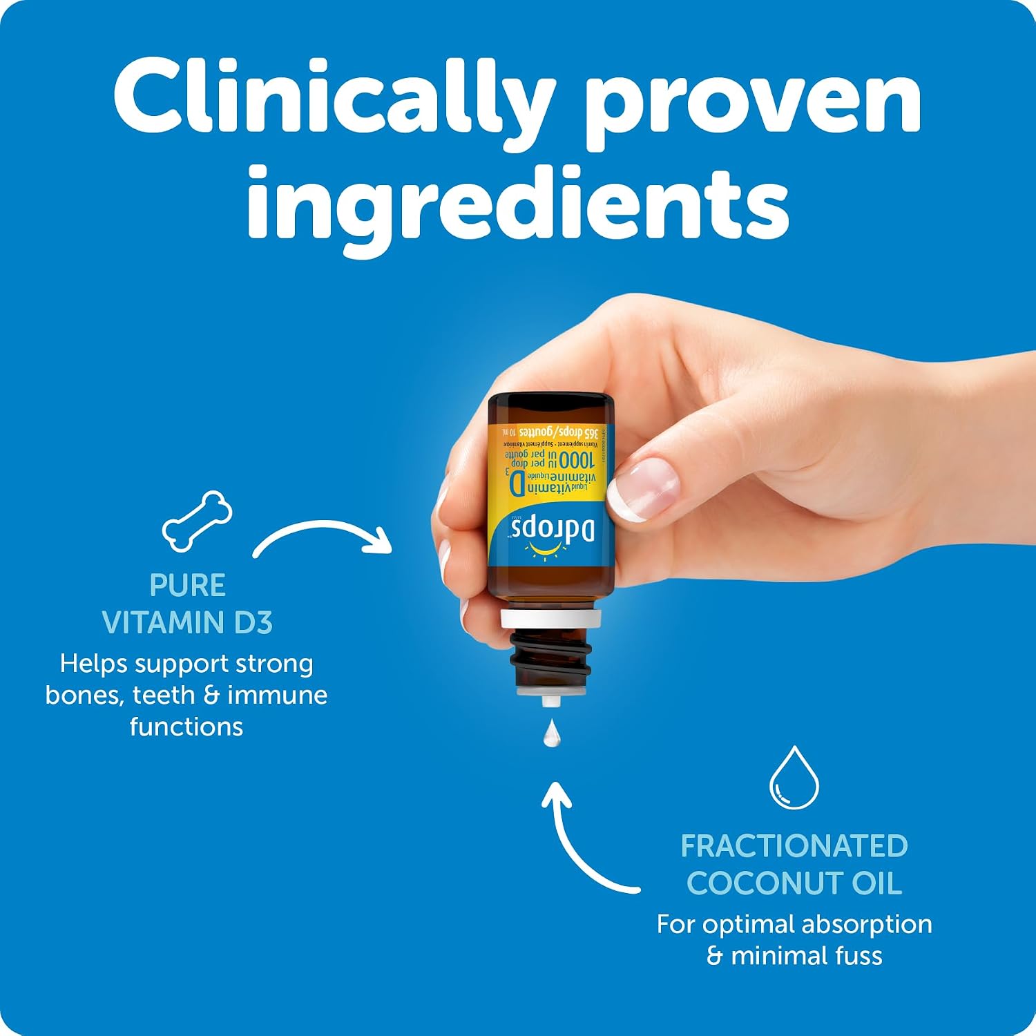 Ddrops Adults 1000IU Vitamin D3 Liquid Drops, 365 Doses