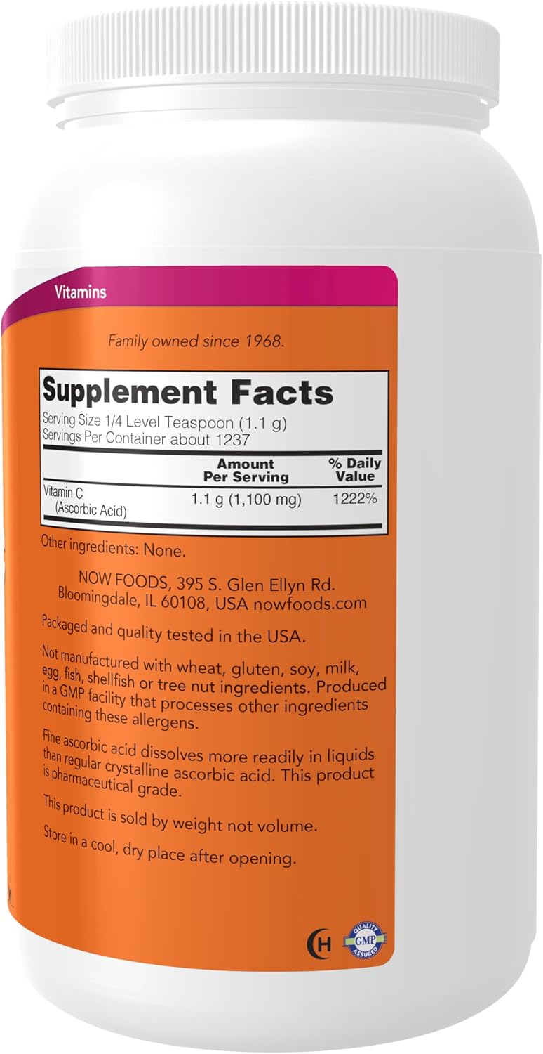 NOW Foods Vitamin C Crystals (Ascorbic Acid) - 1.36 kg