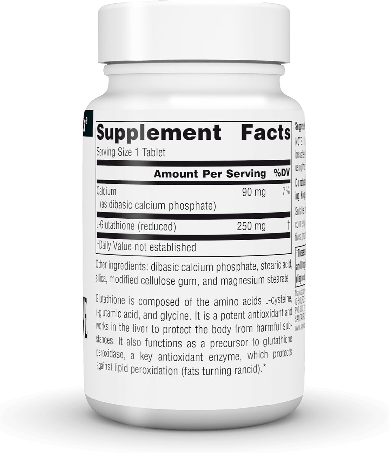 Source Naturals Reduced Glutathione 250 mg - Antioxidant & Liver Support, 60 Tablets