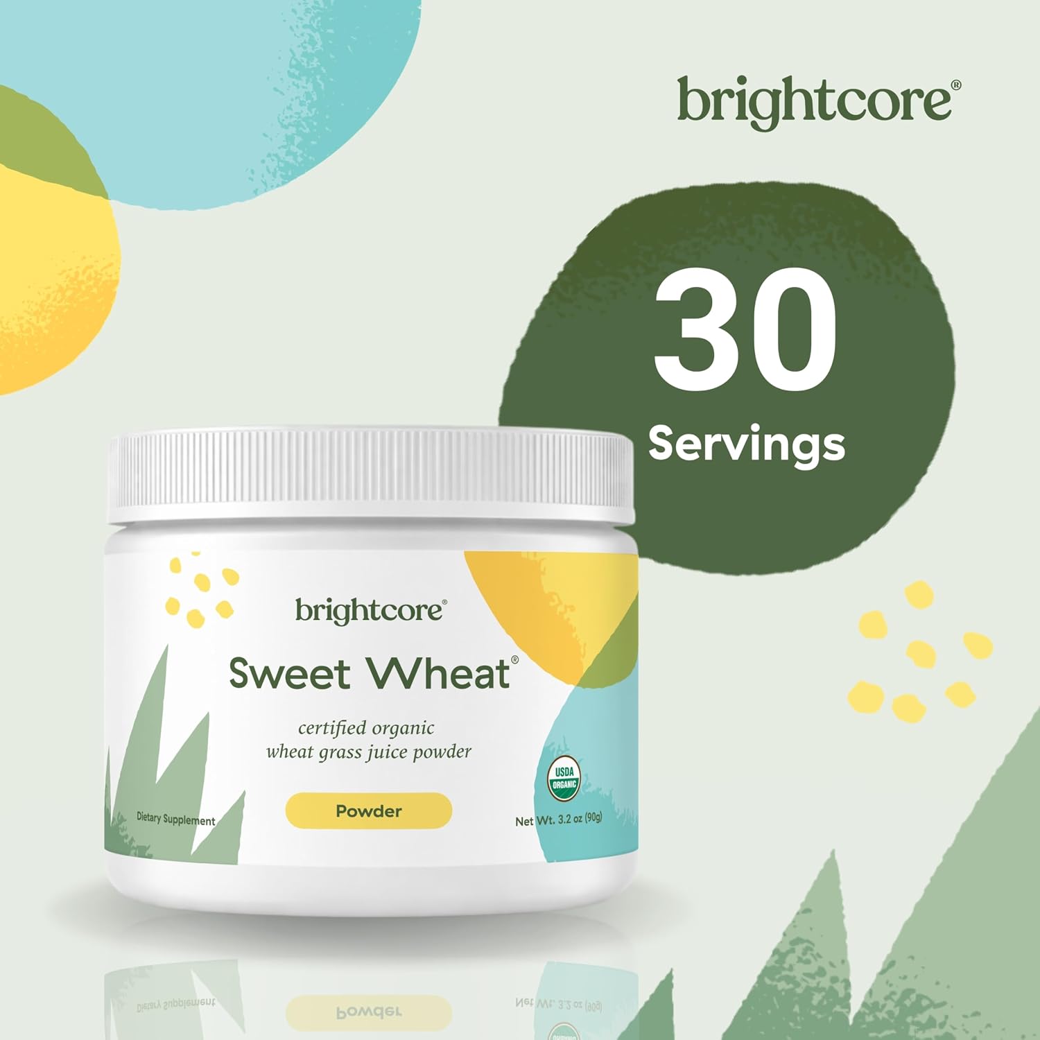 Brightcore Nutrition Sweet Wheat Wheatgrass Juice Powder – Super Greens for Digestive Health & Immune Support, 90g
