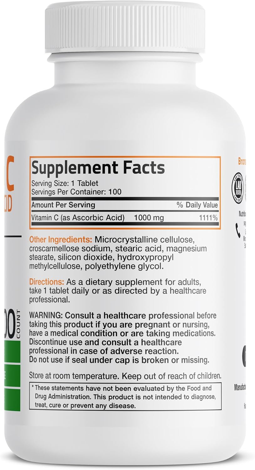 Bronson Vitamin C 1000 mg Premium Non-GMO Ascorbic Acid Tablets