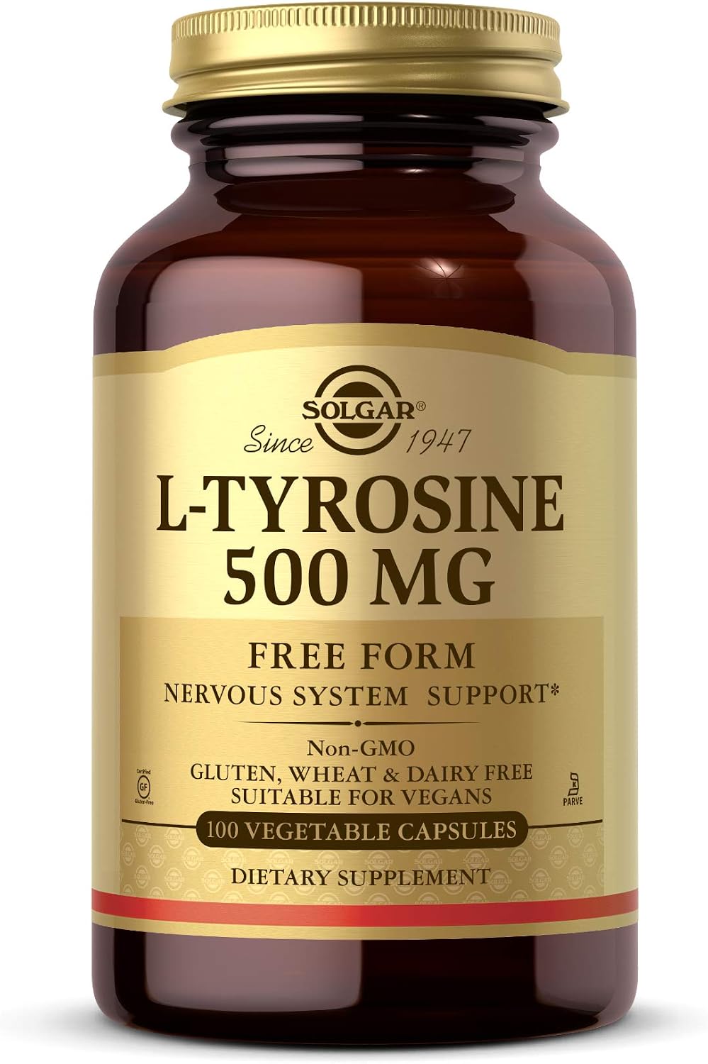 Solgar L-Tyrosine 500 mg, 100 Vegetable Capsules