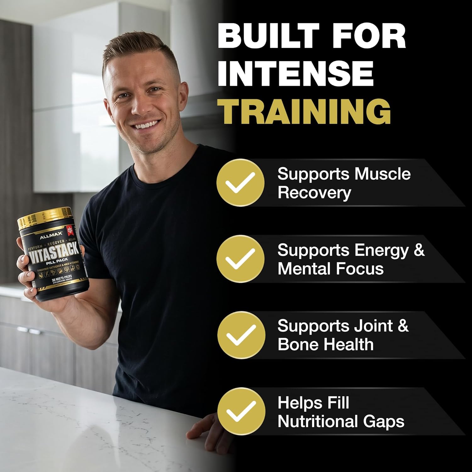 ALLMAX VITASTACK Multivitamin Packs – 30 Daily Packs with Omega-3, BCAAs & Enzymes - görsel 3