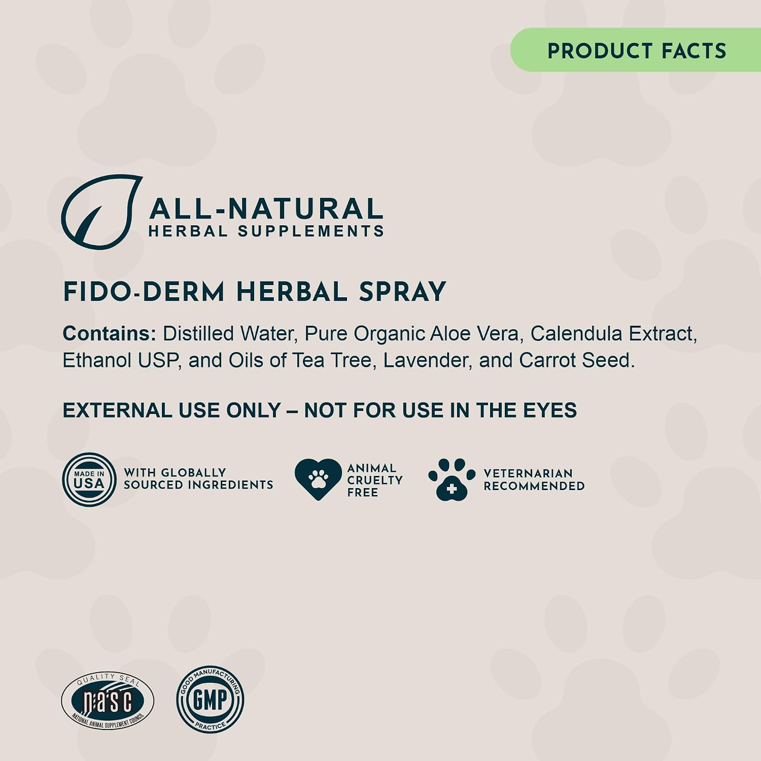 Animal Essentials Fido-Derm Herbal Skin Spray for Dogs, Cats & Horses – Natural Itch Relief & Hot Spot Care, 118 mL