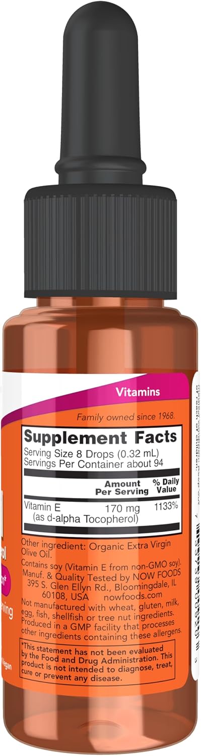 NOW Foods Natural Vitamin E Oil Liquid (D-Alpha Tocopherol) - 30 mL