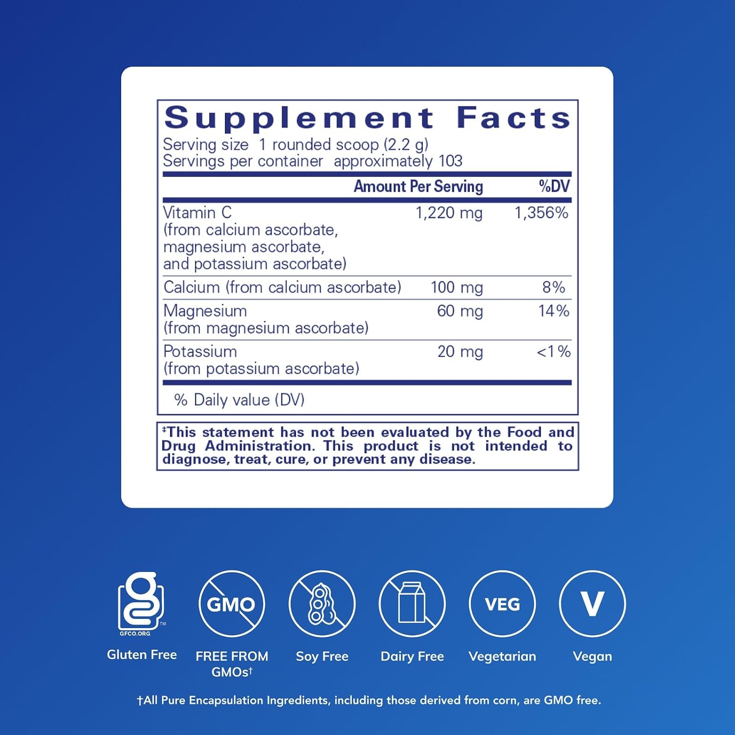 Pure Encapsulations Buffered Ascorbic Acid Powder, 227 g