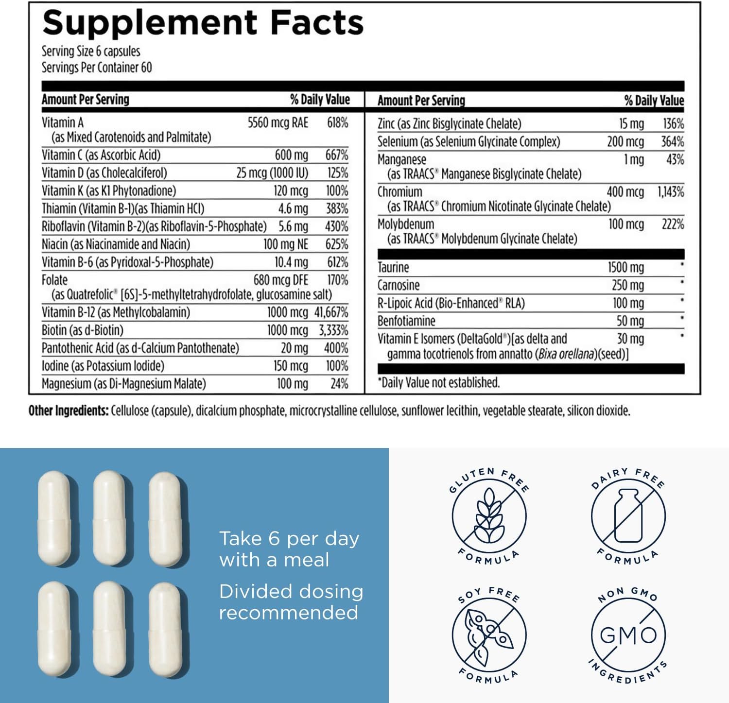 Designs for Health Metabolic Synergy – Multivitamin and Mineral Supplement with Chromium, Zinc, Selenium, R-Lipoic Acid, Vitamins + More (360 Capsules)