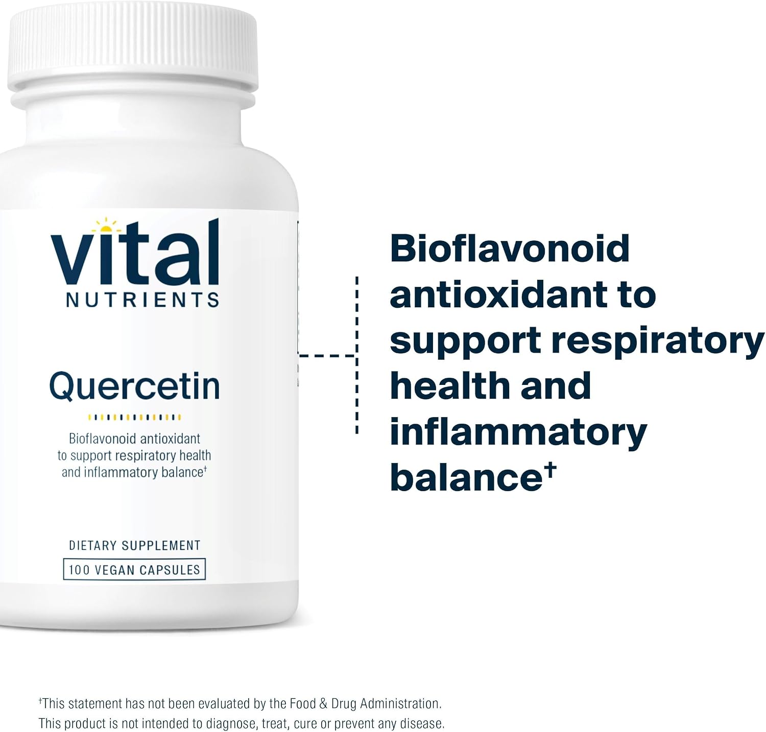 Vital Nutrients Quercetin – Vegan Bioflavonoid Supplement for Sinus, Respiratory, Heart & Immune Support, 500 mg, 100 Capsules