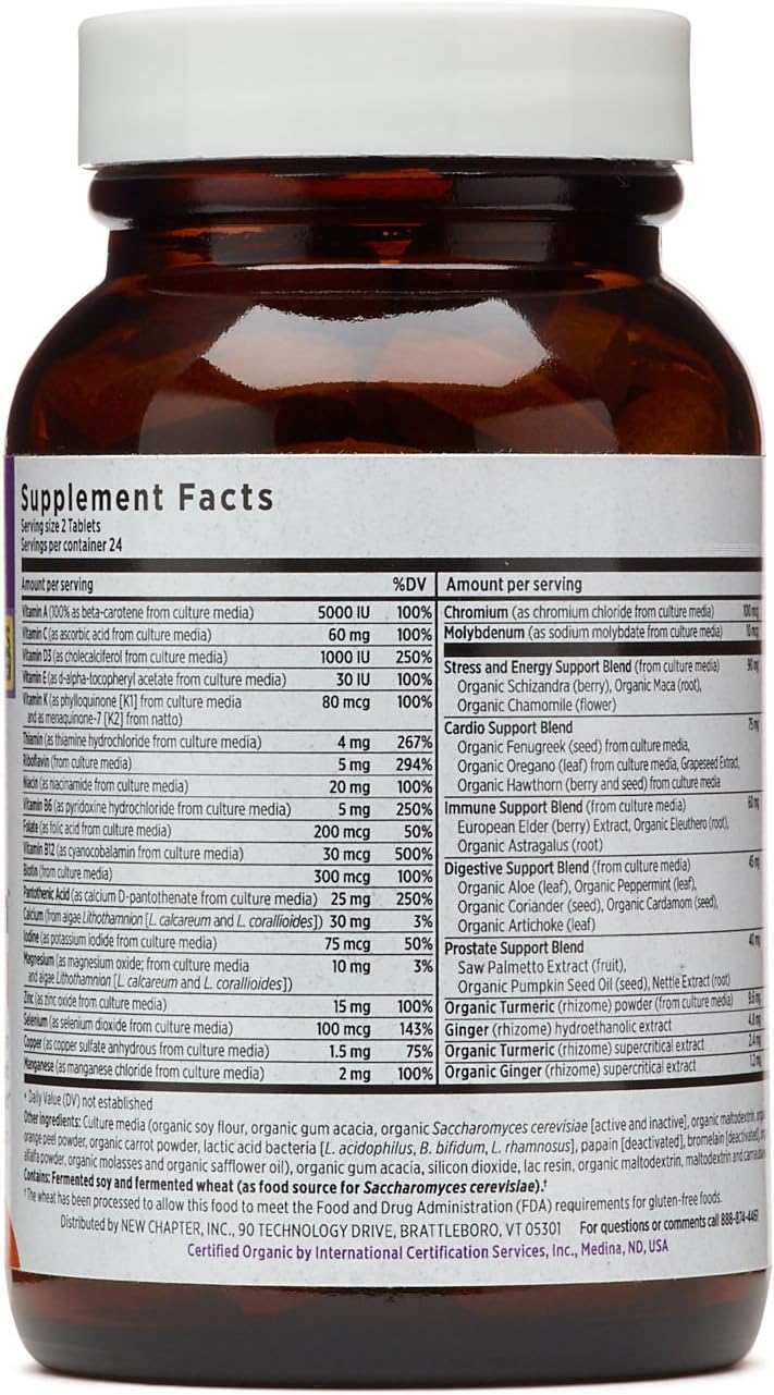 New Chapter Men's Multivitamin, Every Man - Fermented with Probiotics + Selenium + B Vitamins + Vitamin D3 - 48 tablets