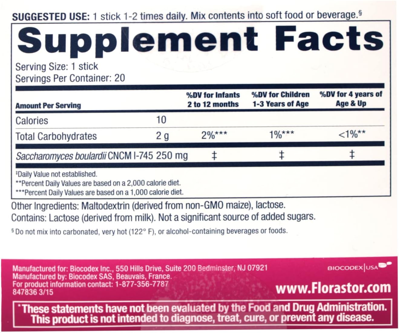 Florastor Kids (250 mg) 20 Sticks