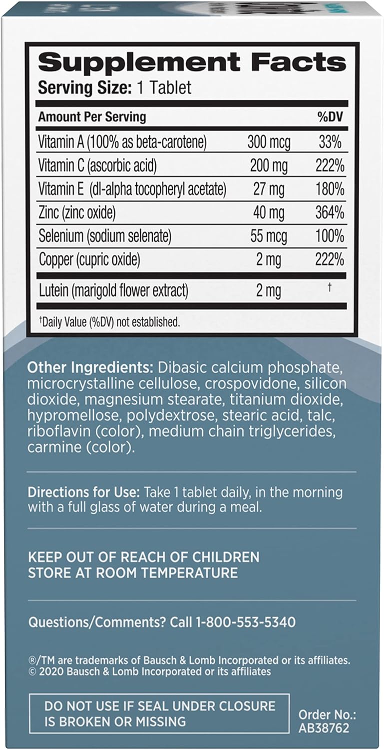 Bausch + Lomb Ocuvite Vitamin & Mineral Supplement with Lutein, 120 Tablets (Pack of 3) - görsel 5