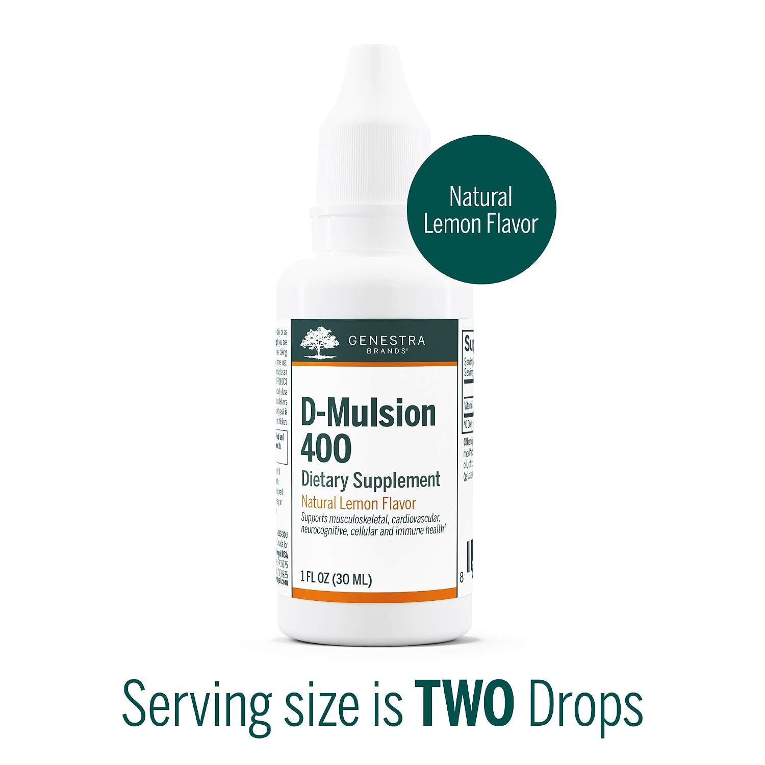 Genestra Brands D-Mulsion 400 - Liquid Vitamin D Supplement - Natural Lemon Flavour - 1,110 Servings