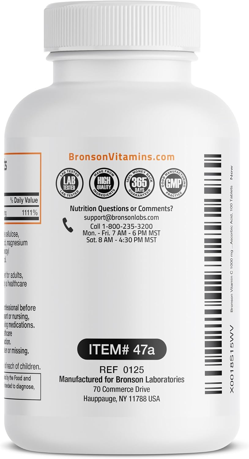 Bronson Vitamin C 1000 mg Premium Non-GMO Ascorbic Acid Tablets