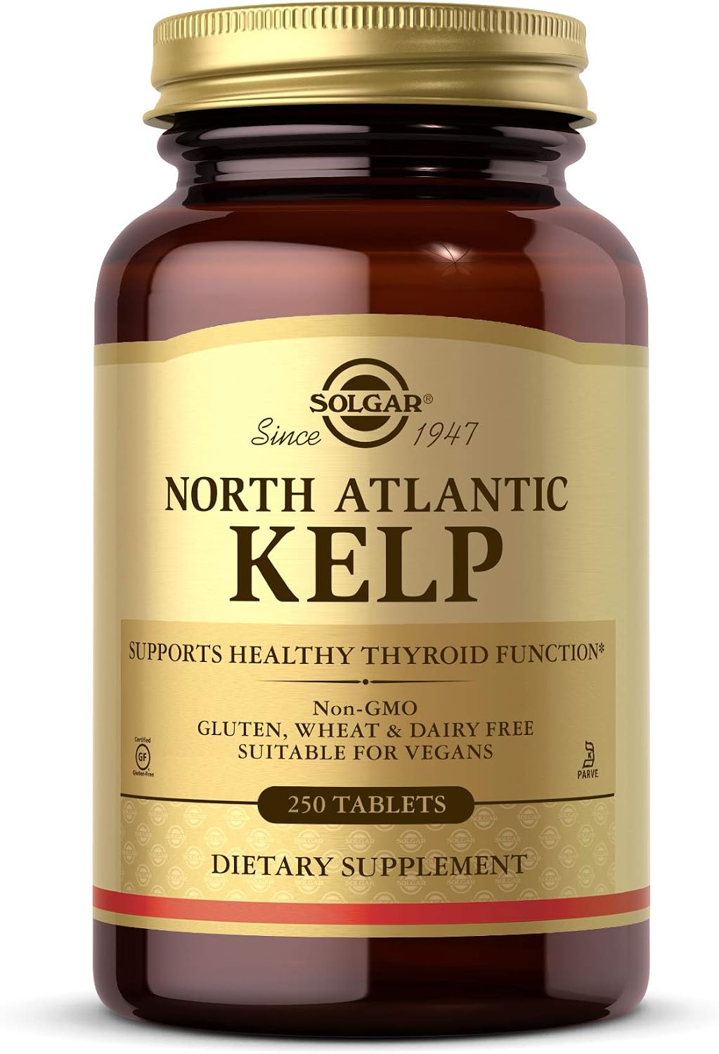Solgar North Atlantic Kelp, 250 Tablets - Natural Source of Iodine - Helps Support Normal Thyroid Function - Gluten Free, Dairy Free, Kosher