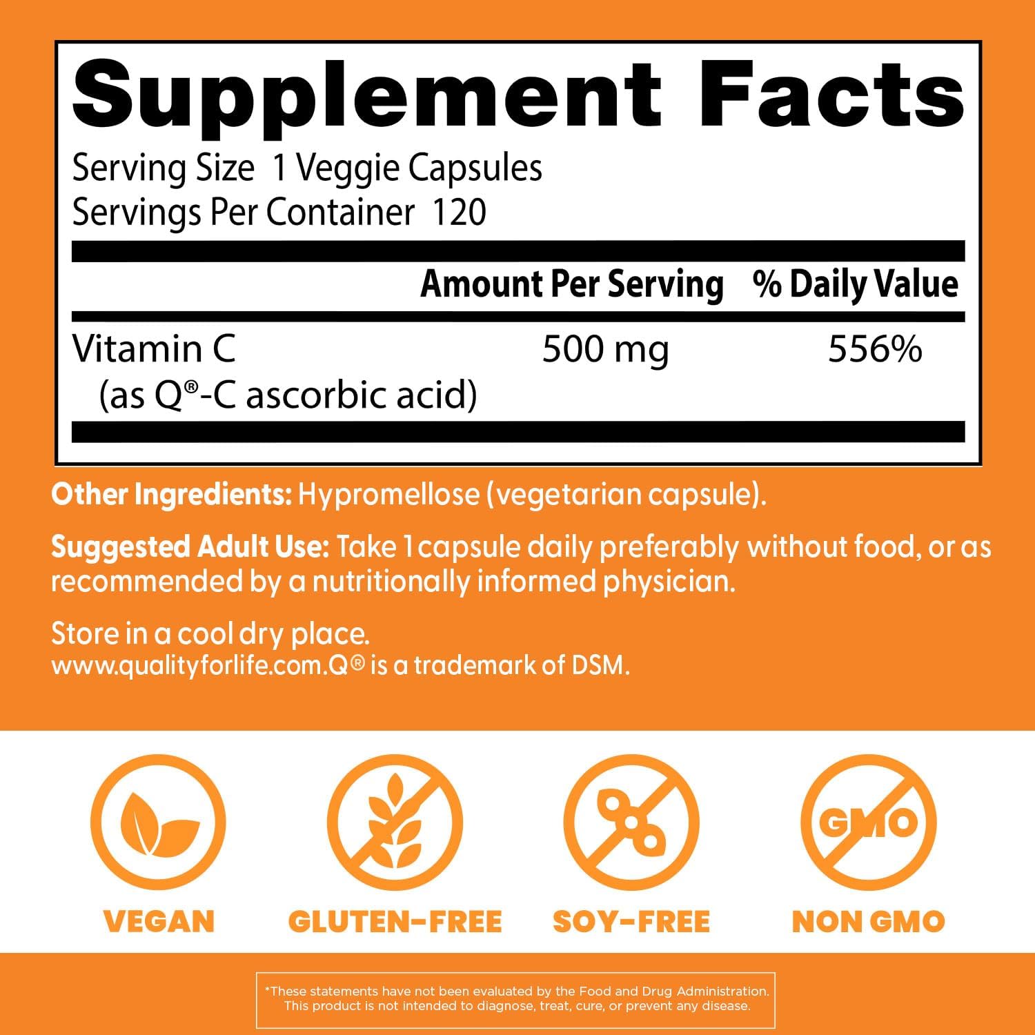 Doctor's Best Vitamin C 500 mg, 120 Capsules