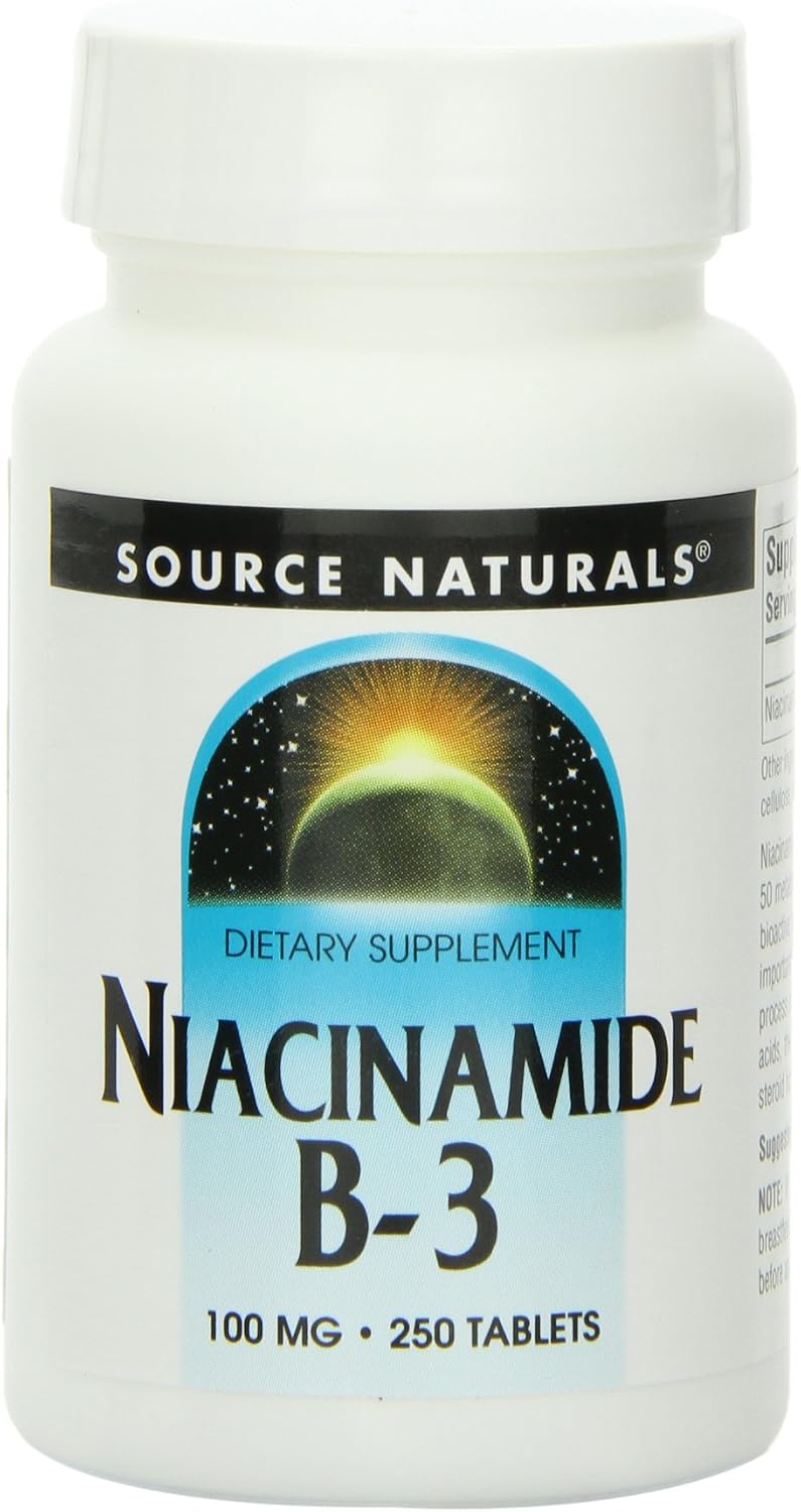 Source Naturals Niacinamide Vitamin B-3 100mg - 250 Tablets (Pack of 3)