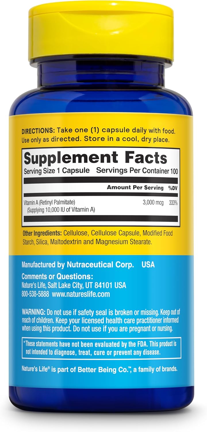 Nature's Life Vitamin A 10,000 IU Softgels (100 Count)