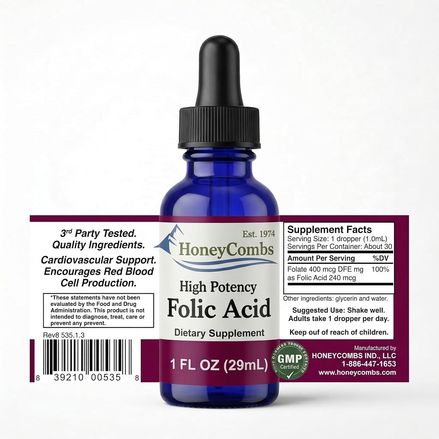 Vitamin B9 (Folic Acid) Liquid Drops – Alcohol-Free, Vegan, Gluten-Free